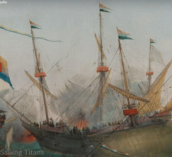 Friesland jacht build in 1598 painted by CH Vroom