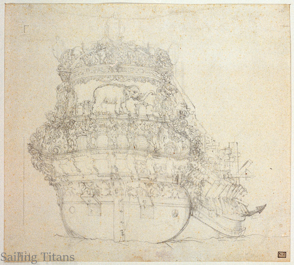 Witte Olifant build in 1639 painted by WvV the Elder