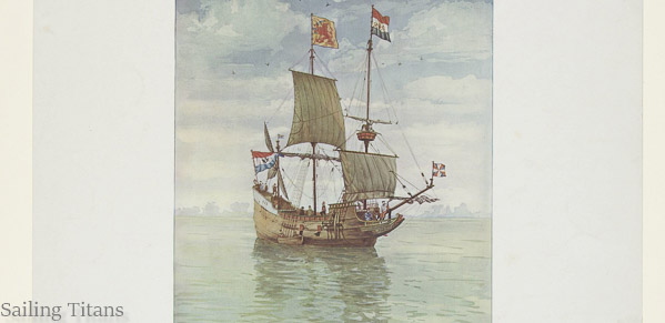 Halve maen build around 1609 painted by  H.J. Köhler
