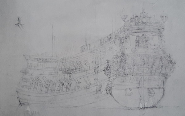 Prins te Paard build in 1658 painted by WvV the Elder-2