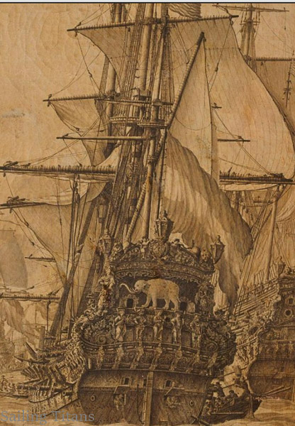 Witte Olifant build in 1666 painted by WvV the Elder